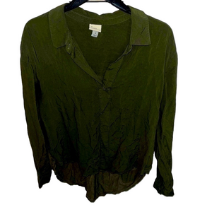 a new day long sleeve collared  dark green blouse